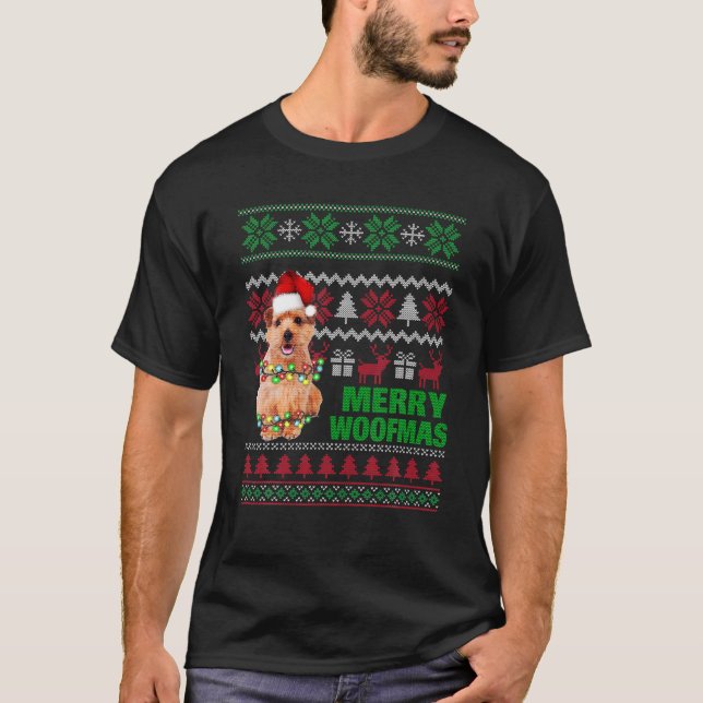 Norfolk Terrier For Merry Woofmas Ugly Christmas S T-Shirt (Front)