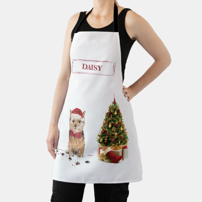 Norfolk Terrier Funny Christmas Dog with Tree Apron (Insitu)