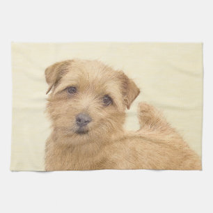 Norfolk Terrier Painting - Cute Original Dog Art Tea Towel