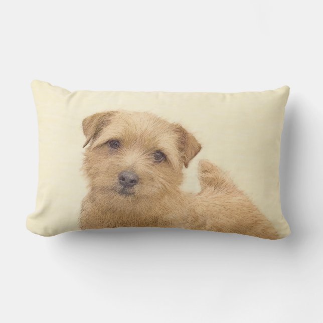 Norfolk Terrier Painting - Original Dog Art Lumbar Cushion (Front)