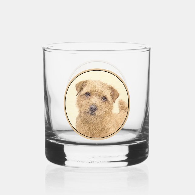 Norfolk Terrier Painting - Original Dog Art Whiskey Glass (Front)