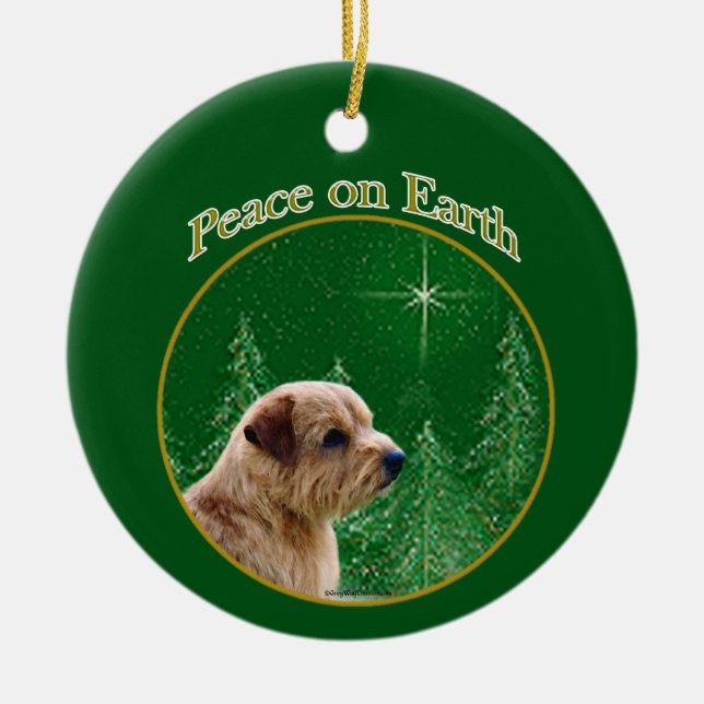 Norfolk Terrier Peace Ceramic Ornament (Front)
