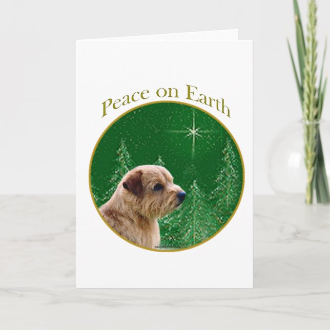 Norfolk Terrier Peace Holiday Card (Front)