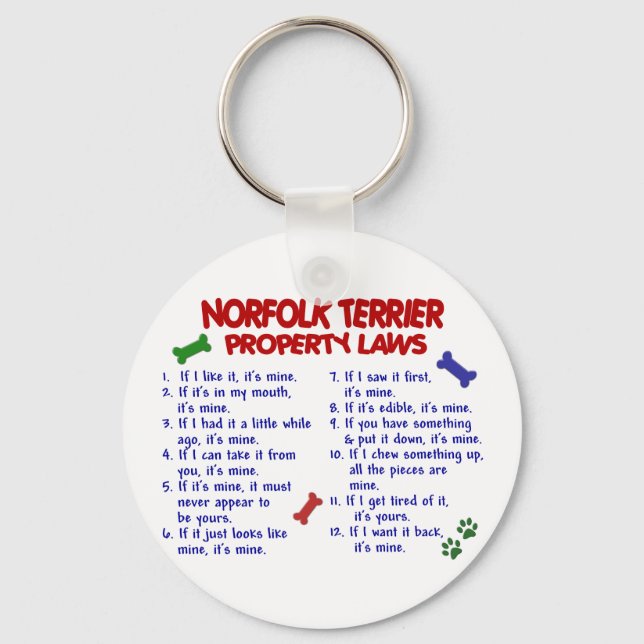NORFOLK TERRIER Property Laws 2 Key Ring (Front)