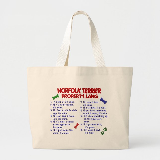 NORFOLK TERRIER Property Laws 2 Large Tote Bag (Front)