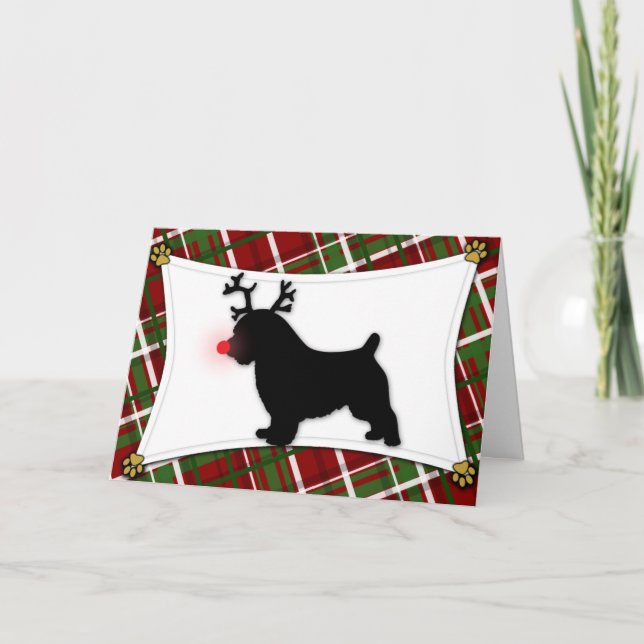 Norfolk Terrier Reindeer Christmas Card (Front)