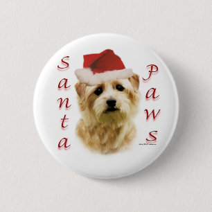 Norfolk Terrier Santa Paws 6 Cm Round Badge