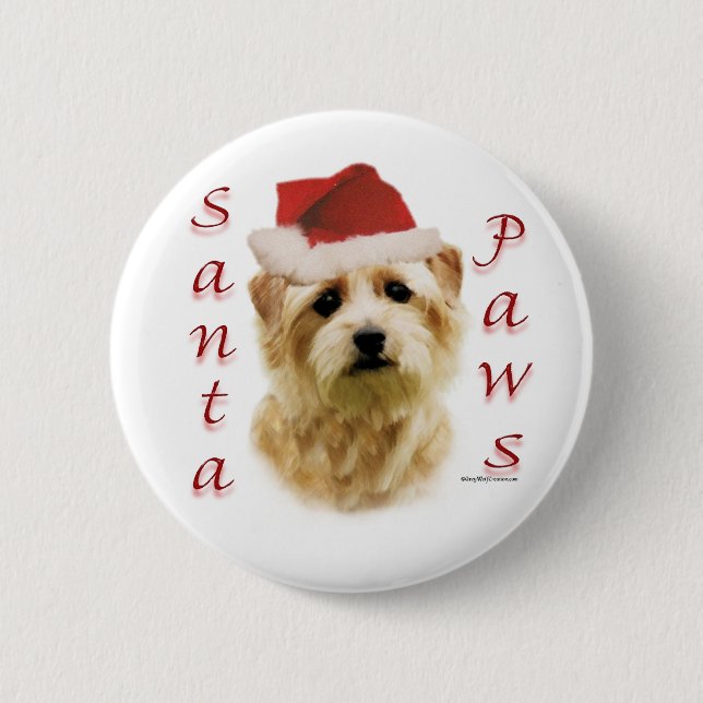 Norfolk Terrier Santa Paws 6 Cm Round Badge (Front)