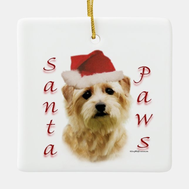 Norfolk Terrier Santa Paws Ceramic Ornament (Front)