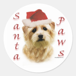 Norfolk Terrier Santa Paws Classic Round Sticker