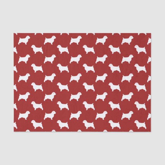 Norfolk Terrier Silhouettes Pattern Red Tissue Paper (Front)
