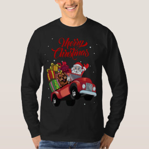 Norfolk Terrier With Santa Claus In Red Truck Dog T-Shirt