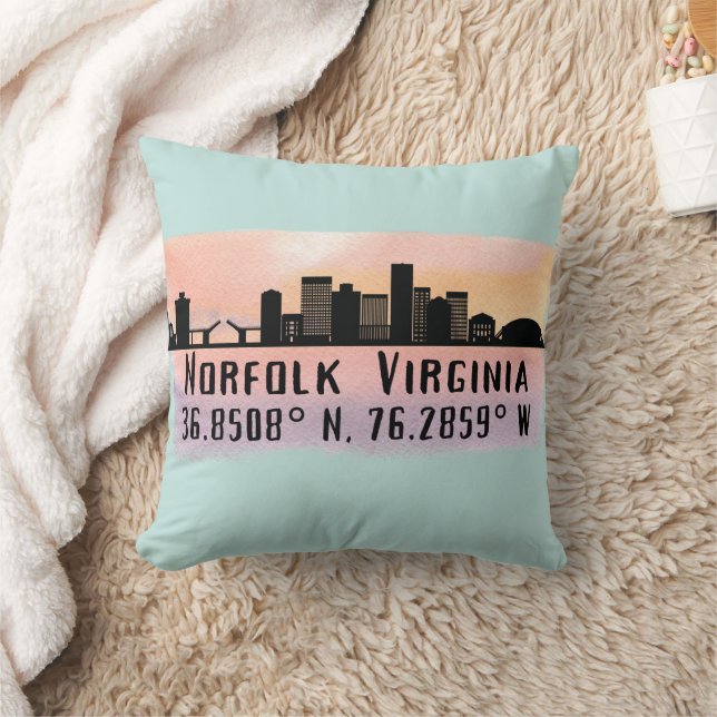 Norfolk VA City Skyline Cushion (Blanket)