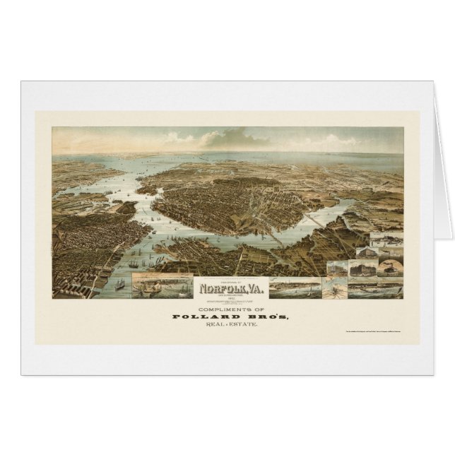 Norfolk, VA Panoramic Map - 1892 (Front Horizontal)