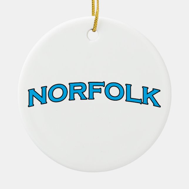 Norfolk Virginia Arched Text Logo Ceramic Ornament (Front)
