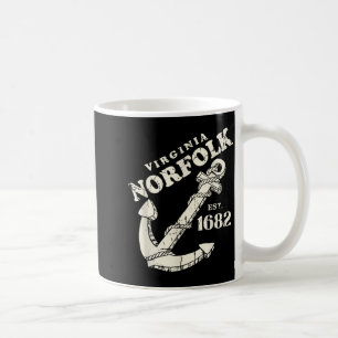 Norfolk Virginia EST 1682 Vintage Sailboat Anchor Coffee Mug