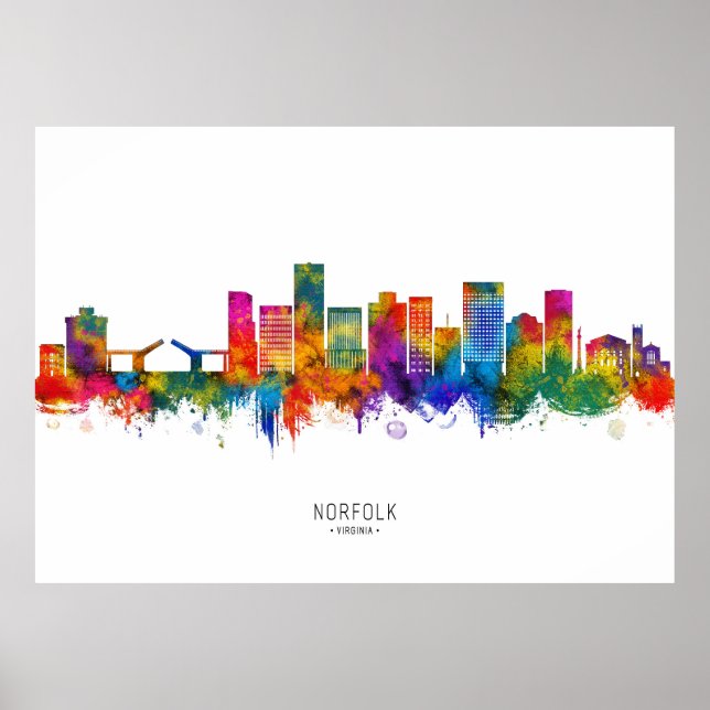 Norfolk Virginia Skyline Poster (Front)