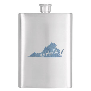 Norfolk Virginia Wood Grain Hip Flask