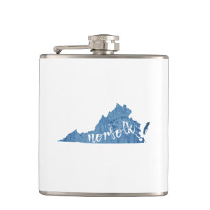 Norfolk Virginia Wood Grain Hip Flask