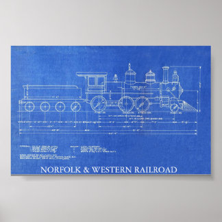 NORFOLK & WESTERN RAILROAD ENGINE NO.521 POSTER