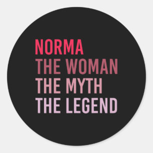Norma The Woman Myth Legend Personalised Name Birt Classic Round Sticker