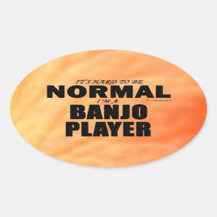 Normal Banjo Player Oval Sticker