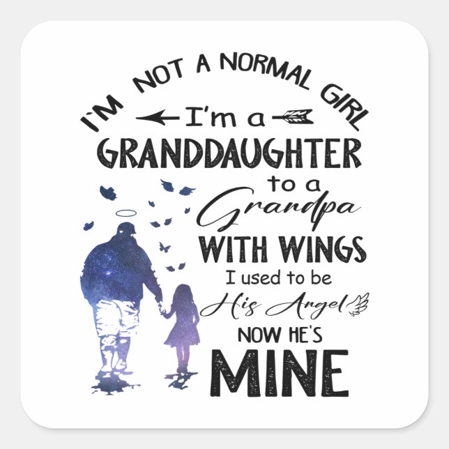 Normal Girl Granddaughter Grandpa With Wings Angel Square Sticker (Front)