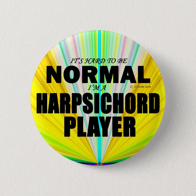 Normal Harpsichord Player 6 Cm Round Badge (Front)