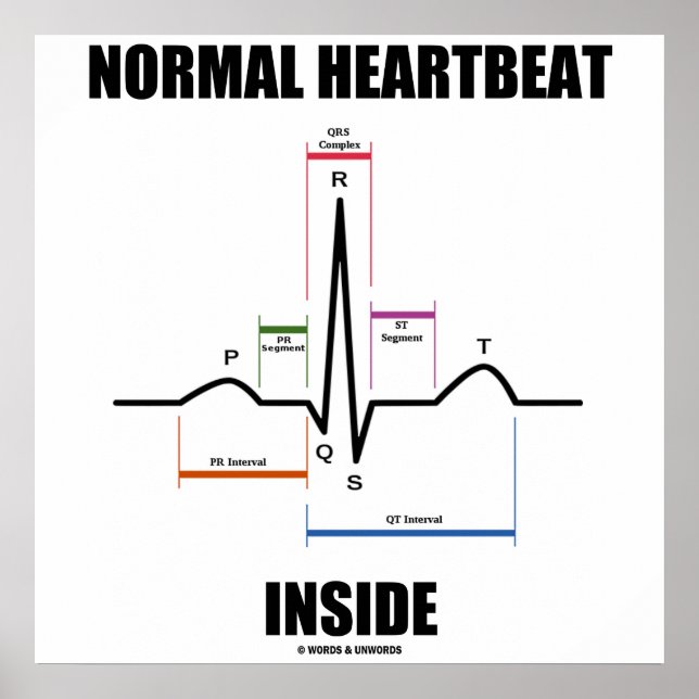 Normal Heartbeat Inside ECG EKG Electrocardiogram Poster (Front)