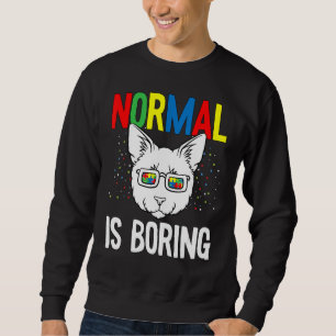 Normal Is Boring Autism Awareness Cute Cat Puzzle Sweatshirt