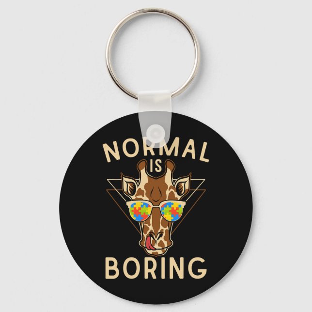 Normal Is Boring Autism Awareness Giraffe  Key Ring (Front)
