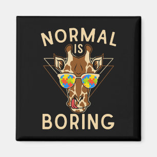 Normal Is Boring Autism Awareness Giraffe Magnet