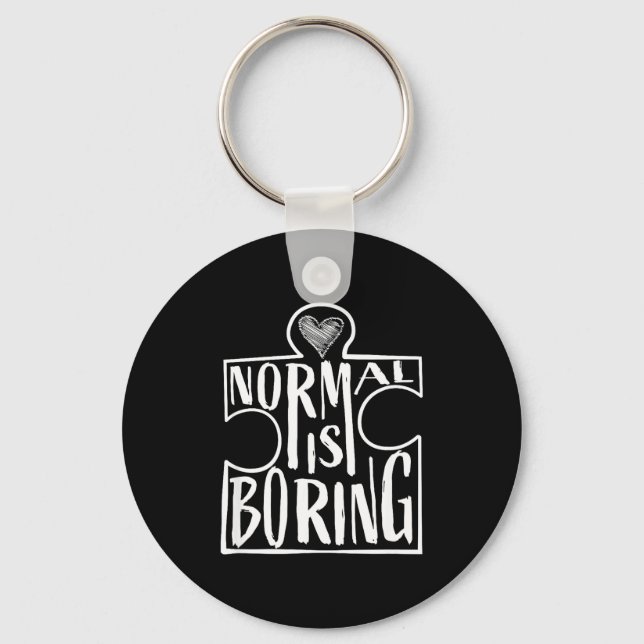 Normal is boring cute puzzle heart autism awarenes key ring (Front)
