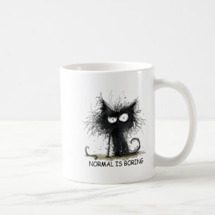 Normal Is Boring Funny Cat Graphic Tee Men Women Coffee Mug