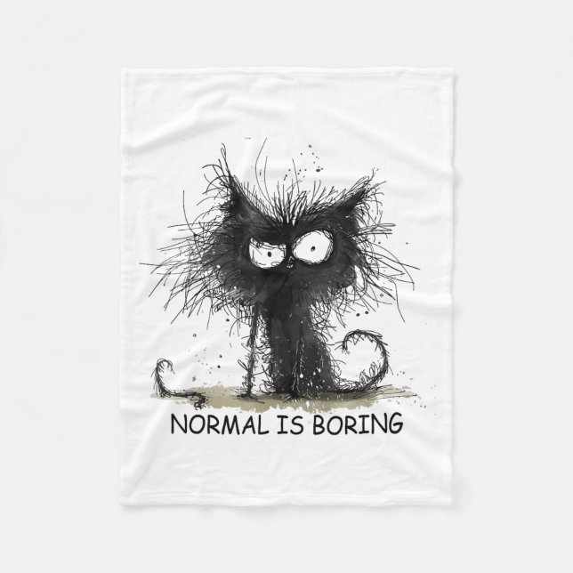 Normal Is Boring Funny Cat Graphic Tee Men Women  Fleece Blanket (Front)