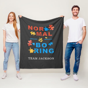 Normal is Boring Puzzles Autism Awareness Support Fleece Blanket