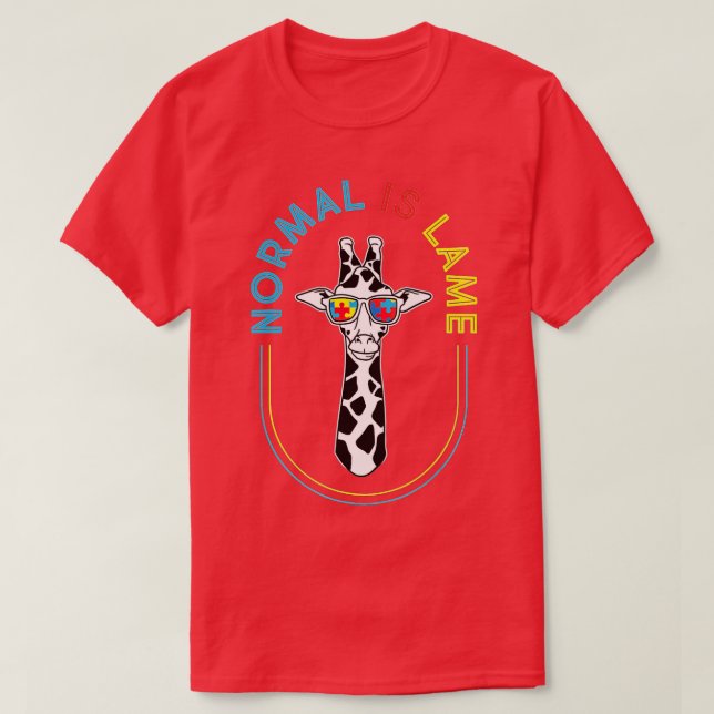 Normal Is Lame - Giraffe Autistic Puzzle Autism Aw T-Shirt (Design Front)