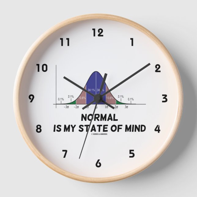 Normal Is My State Of Mind Bell Curve Geek Humour Clock (Front)