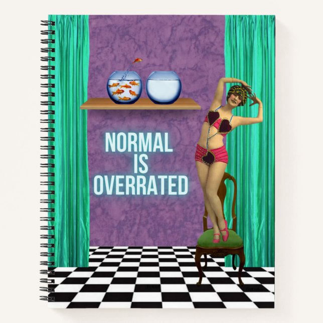 Normal is Overrated Funky & Fun Altered Art sketch Notebook (Front)