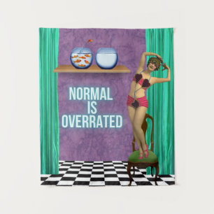 Normal is Overrated Funky & Fun Altered Art  Tapestry