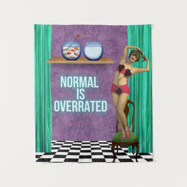 Normal is Overrated Funky & Fun Altered Art  Tapestry (Front)