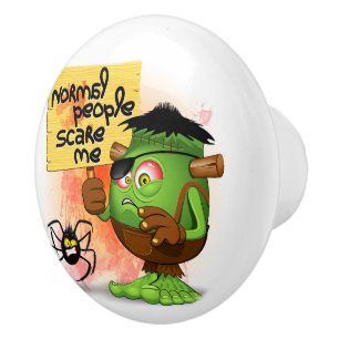 'Normal People Scare Me' Frankenstein Character Ceramic Knob