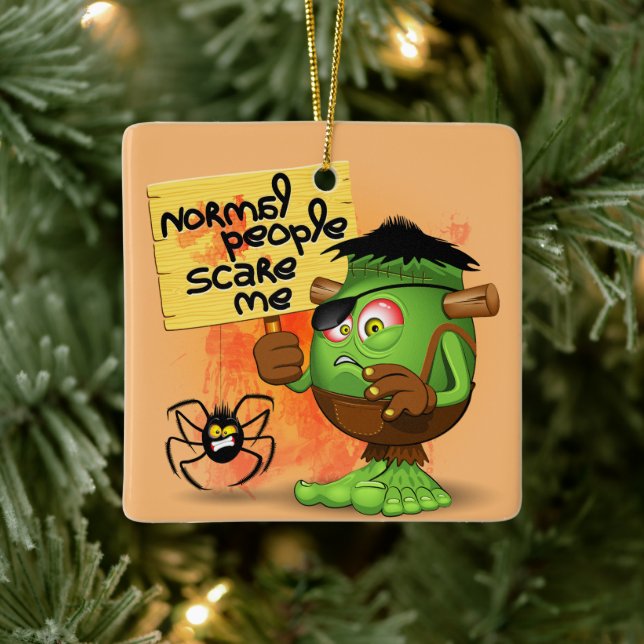 'Normal People Scare Me' Frankenstein Character Ceramic Ornament (Tree)