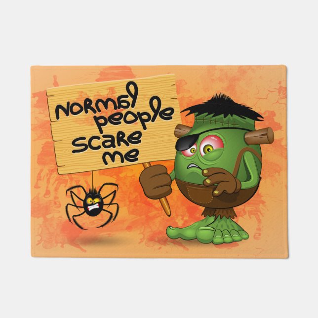 'Normal People Scare Me' Frankenstein Character Doormat (Front)