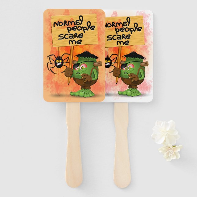 'Normal People Scare Me' Frankenstein Character Hand Fan (Front and Back)