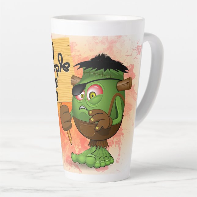 'Normal People Scare Me' Frankenstein Character Latte Mug (Right Angle)
