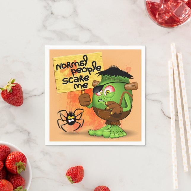 'Normal People Scare Me' Frankenstein Character Napkin (Insitu)