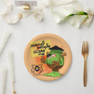 'Normal People Scare Me' Frankenstein Character Paper Plate