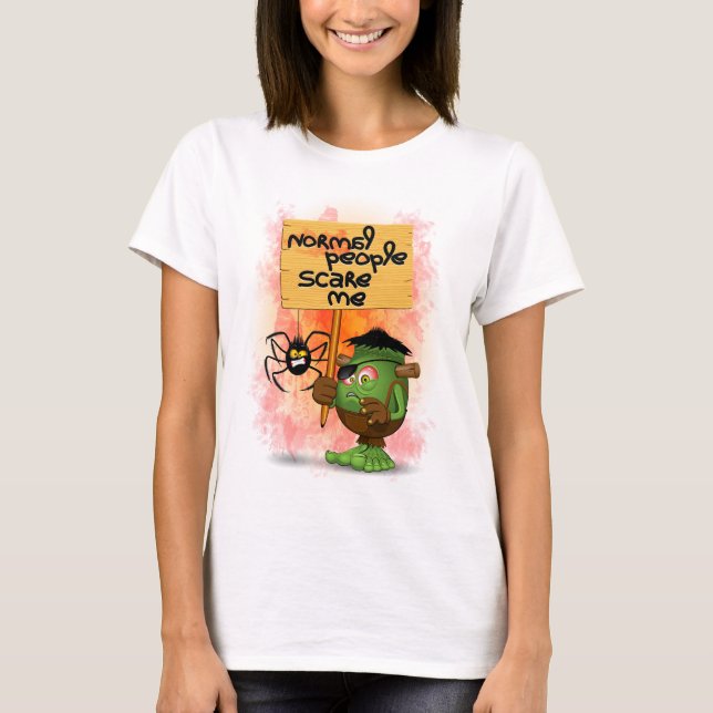 'Normal People Scare Me' Frankenstein Character T-Shirt (Front)