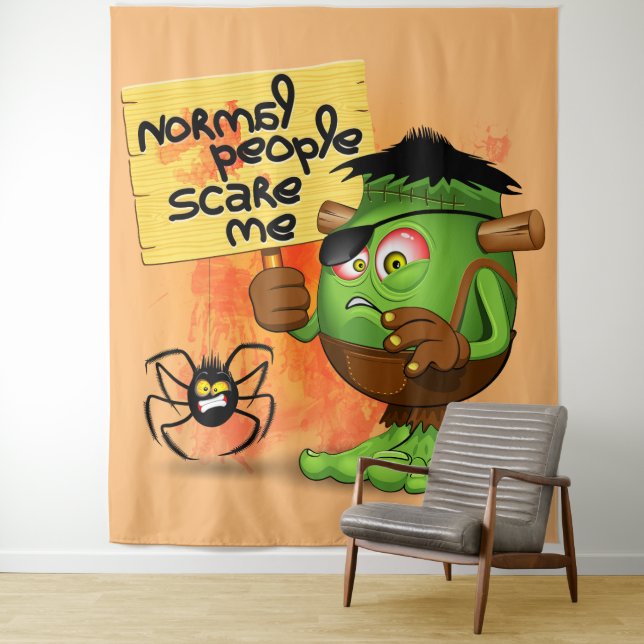 'Normal People Scare Me' Frankenstein Character Tapestry (In Situ)